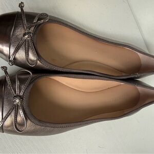 Banana Republic Metallic Bronze Ballet Flats with Bow Accent